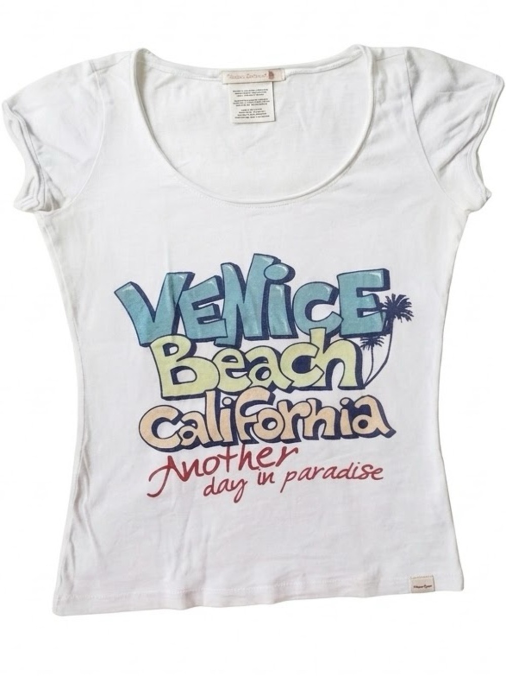 Venice Beach California graphic white top size S